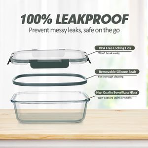 Boîte de conservation alimentaire multifonctionnelle en verre borosilicate de haute qualité, sans BPA, écologique, compatible micro-ondes, style européen, couleur et logo personnalisables - Product Image 3