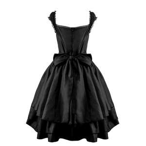 Vestido Gótico Vintage Clásico Negro en Línea A para Mujer, Disfraz de Cosplay con Encaje en Capas, Estilo Lolita Gótica, Disfraz de Halloween de Poliéster para TV y Cine - Product Image 4