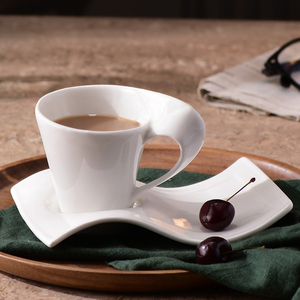 Custom <strong>White</strong> Ceramic Coffee Mug and Saucer <strong>Set</strong> Porcelain Breakfast Espresso Cup Afternoon <strong>Tea</strong> Cup Office Restaurant Drinkware - Product Image 4