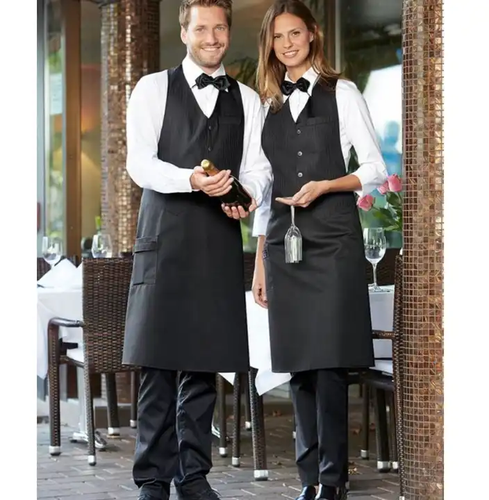 Tablier de cuisine et serveur bleu l Uniforme professionnel l  Personnalisation