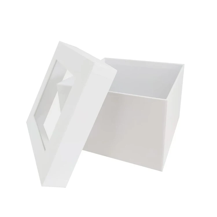 White Gift Box Set with Clear Covers Flower Boxes for Arrangements