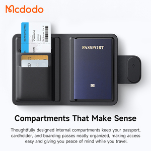 Porta Passaporto Mcdodo 418 con Localizzatore Compatibile con l'App Find My, Portata 50m, Modalità Anti-Smarrimento, <span class=keywords><strong>3</strong></span> Slot per Carte, Portafoglio da Viaggio in Pelle - Product Image 3