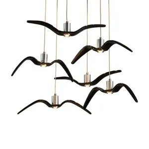 Lámpara colgante de estilo nórdico, candelabro de techo con diseño de gaviota para Bar/Cocina, lámpara de pájaros, accesorio de luz