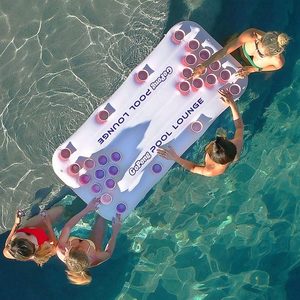 Table de beer pong gonflable en PVC pour piscine avec glacière intégrée, idéale pour les fêtes aquatiques - Product Image 5