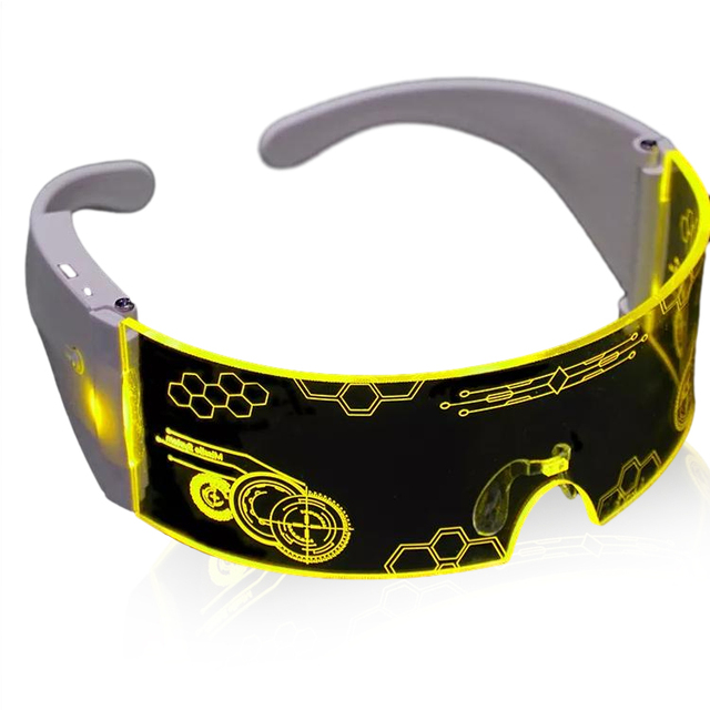 USB Rechargeable 7-Color LED Visor Glasses Cyberpunk Flashing Glasses for Halloween Christmas New Year Parties and Cosplay