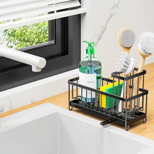 Cremagliera Multi-funzionale in spugna di metallo nuovo transfrontaliero Organizer da cucina scaffale per lavello scarico stoviglie per la casa - Product Image 4