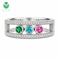 Bague large pour femme Better Star, certifiée IGI, avec trois pierres précieuses multicolores de laboratoire, diamant, or blanc 14K 18K, tendance