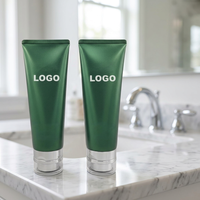 Tube cosmétique 30ml 50ml 100ml 200ml 300ml, tube en plastique 30mm 40mm 50mm avec bouchon à clapet argenté, vert foncé nacré, logo personnalisé