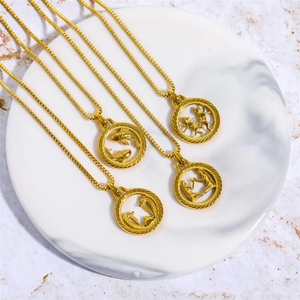 Prêt à expédier - Collier en acier inoxydable plaqué or 18 carats avec pendentif signe astrologique, bijou personnalisé pour femme - Product Image 4