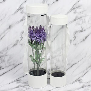 Boîte à fleurs ronde transparente en pvc, portable, pour la saint-valentin, simple, transparente, <span class=keywords><strong>avec</strong></span> poignée, sac à main - Product Image 4