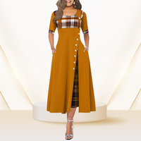Übergröße Damen Kontrast Farbe langes Midi große Größe Kleid Büro Damen Stil hochwertige Freizeitkleider
