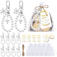Faveurs de mariage pour invités : Porte-clés ange en perles avec cartes de remerciement, sacs en organza, cadeaux et décorations pour fête prénuptiale