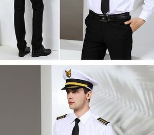 Camicia Estiva da Uomo per <span class=keywords><strong>Pilota</strong></span> di Linea Aerea, Uniforme da Capitano, Bianca a Maniche Corte in Poliestere, Completo per Uomo - Product Image 6
