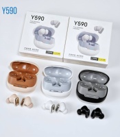 Écouteurs intra-auriculaires TWS OEM Y590 avec double micro ENC 6.0, affichage LED 48H, basses profondes stéréo, personnalisation de marque, vente en gros d'usine