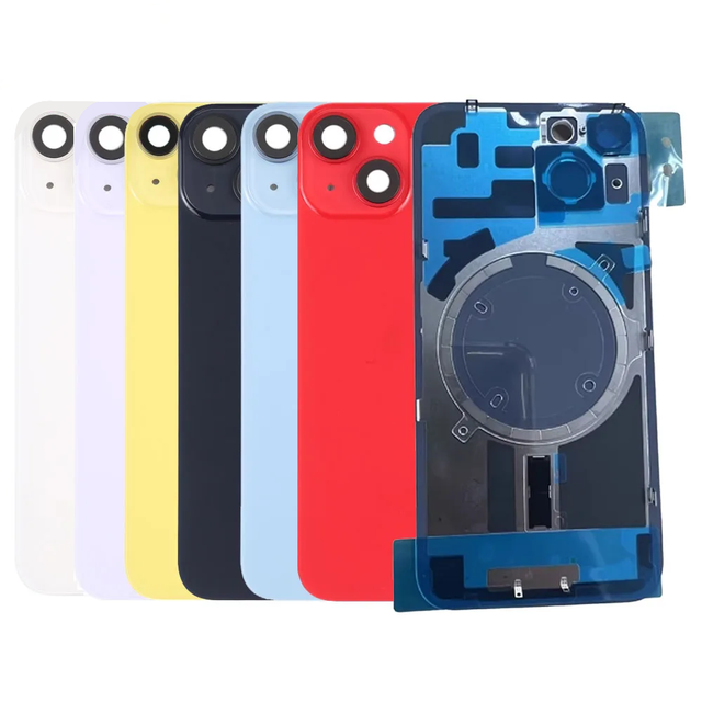 Rear Back Glass Replacement for iPhone 6 7 8 XS 11 12 13 14PM 15 16PM Housing Door with Camera Lens Hole Frame Bezel Metal Plate