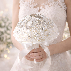 Bouquet de Mariée Style Occidental en Gros, Roses Artificielles, Fleurs pour la Mariée, Bouquet de Jetée Européen <span class=keywords><strong>et</strong></span> Américain Simulé - Product Image 1