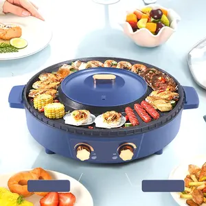 Gril électrique multifonctionnel Offre Spéciale sans fumée multi 2in1 BBQ avec la marmite chaude