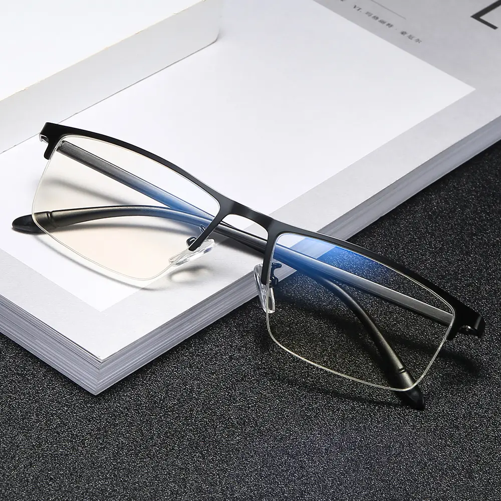 THREE HIPPOS2021新着カスタムロゴファッション眼鏡光沢フレーム中国卸売ハーフフレームチャームユニセックスアイウェア