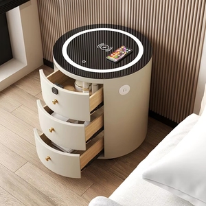 Comodino Smart Moderno di Lusso VL con Ricarica Wireless, <span class=keywords><strong>Lampada</strong></span> LED, Serratura con Impronta Digitale, Altoparlante e Armadietto Multifunzionale Semplice - Product Image 5