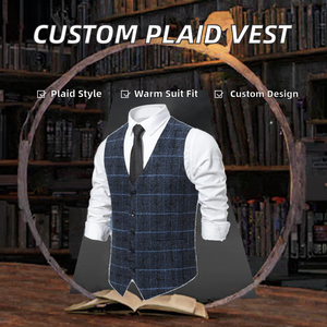 Chaleco de Traje Formal a Cuadros para Hombre, Venta al Por Mayor de Fábrica, Personalizado para Invierno - Product Image 2