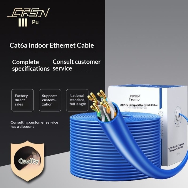 Cat 6A Indoor Gigabit Single-Shielded Four-Core Ethernet Cable for Building Automation and Security Surveillance