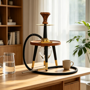 Chicha créative ronde en bois, portable pour l'extérieur, 45 cm, ensemble complet de chicha de luxe en alliage d'aluminium, en stock - Product Image 3