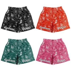 Wholesale Customised LOGO High Quality Summer Pocket Print Casual Paisley Pattern Men's Mesh Shorts