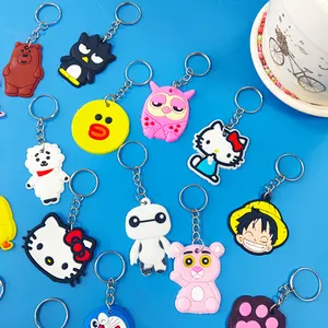 Factory Custom Design Soft Pvc Keychain Cartoon Figures Sanrio Pikachu Key Ring 2D Rubber Pvc Key Chain