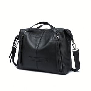 Nuevo Bolso de Hombro Cruzado de Cuero Genuino para Mujer, de Gran Capacidad, Moderno, Minimalista y Versátil, Ligero, Estilo Otoñal - Product Image 4