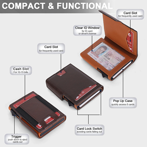 <span class=keywords><strong>Portafoglio</strong></span> Smart Pop-up per Uomo, Personalizzabile OEM, Blocco RFID, Porta Carte in Alluminio, Portamonete Bifold con Apertura <span class=keywords><strong>a</strong></span> Scorrimento - Product Image 2