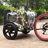Remorque de vélo pliable camouflage pour animaux de compagnie, camping, meubles, transport de chiens, chats et bagages