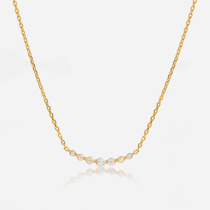 Collier en zircon avec chaîne en or, pierres rondes serties griffe, bijoux fins pour usage quotidien - Product Image 1