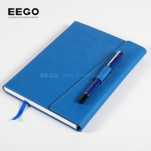 Tùy chỉnh A5 PU da nhỏ Tạp Chí cứng Bìa máy tính xách tay màu xanh hải quân A4 Lưu ý sách với chủ đề bút may RÀNG BUỘC - Product Image 4