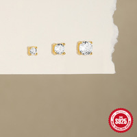 Boucles d'oreilles en argent sterling S925 avec zircon, design piercing, pour influenceuses en ligne