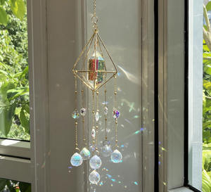 Venda quente dupla apontou cristal coluna <span class=keywords><strong>suncatcher</strong></span> ar quadro vento carrilhão pingentes artesanato decoração home sol catcher - Product Image 3