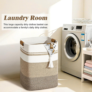 <span class=keywords><strong>Panier</strong></span> à <span class=keywords><strong>linge</strong></span> tissé de grande taille, vente chaude 2025, corde de coton, <span class=keywords><strong>panier</strong></span> de rangement pour vêtements, <span class=keywords><strong>panier</strong></span> de rangement pour jouets - Product Image 5