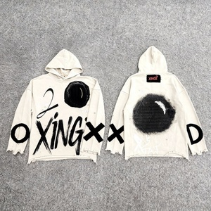 Nouveau Hoodie Streetwear 2026 450g avec Impression Numérique Directe sur Tissu Motif Graffiti Coupe Oversize Boxy et Finition Vieillie pour Homme - Product Image 2