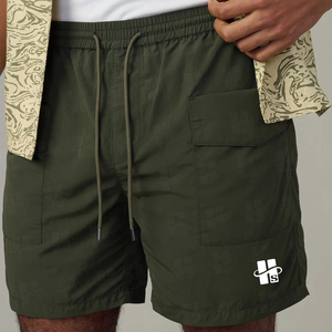 Pantalones cortos de senderismo personalizados al por mayor, de alta calidad, ligeros, de 150 g/m², de secado rápido, con cordón en la cintura, tipo cargo, para hombre - Product Image 3