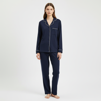 Pyjama en Maille de Coton Mélangé Modal Doux et Lisse, Tenue d'Intérieur Sans Marque Homme, Ensemble Loungewear pour Couples Femme Incluse