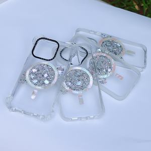 Funda de Teléfono Transparente Personalizada de TPU con Madreperla, Funda Magnética Transparente a Prueba de Golpes para iPhone 16 15 14 13 12 Pro Max - Product Image 1