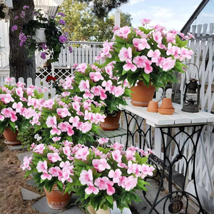 Decoración de Balcón con <span class=keywords><strong>Impatiens</strong></span> Artificiales en Macetas Combinadas con Ramos de Vegetación, Ideal para Bodas en Interiores y Exteriores - Product Image 6