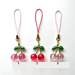 新しい樹脂チェリー携帯電話チェーン3D立体赤いチェリーフルーツキーホルダー女の子用バッグチェーン - Product Image 3