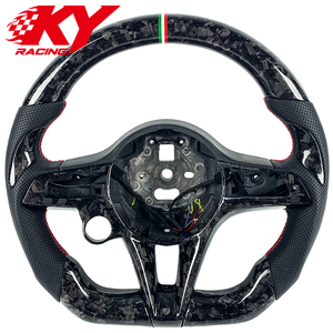 Volant sport en cuir et fibre de carbone forgée, style course personnalisé, compatible avec Alfa Romeo Giulia Stelvio Ti Tonale - Product Image 1