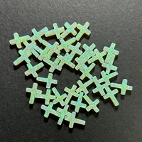 Perles de croix plates en opale de feu synthétique rose vert jaune bleu pour la fabrication de pendentifs de bijoux