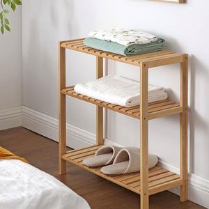 Étagère de rangement multifonctionnelle moderne à 3 niveaux en bambou pour le salon, la cuisine ou la salle de bain, rangement pour serviettes - Product Image 2