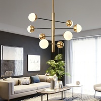 Lustre LED en verre de style nordique pour salon, modèle Zhuoer Ball, design branche d'arbre, motif haricot magique, moderne et simple, pour restaurant, chambre et magasin de vêtements, rond