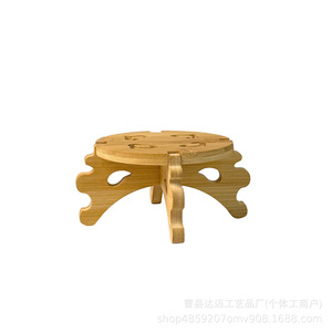 Bamboo Flower Stand Pot Base <b>Desktop</b> Indoor Plant Succulent Holder Ornament Fish Tank <b>Shelf</b> - Product Image 5