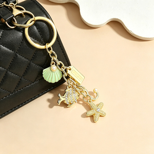 Aesthetic Gradient Rhinestone Star Tassel Keychain Gold Silver Metal <b>Key</b> Ring Cute Bag Hanging Pendant Decorative Gift For Women - Product Image 6