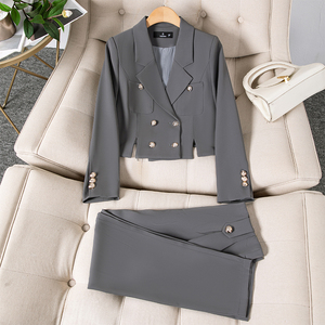 2411 ensemble de bureau élégant pour femmes tailleur-<span class=keywords><strong>pantalon</strong></span> à double boutonnage avec décoration de bouton pour les fêtes d'affaires événements formels - Product Image 5