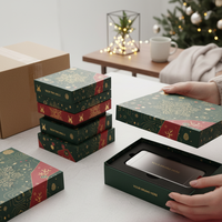 Maßgefertigte Tragbare Weihnachtsgeschenkbox, Faltbare Papierboxen für Süßigkeiten, Partyfavors und Schokoladenverpackung mit Prägung